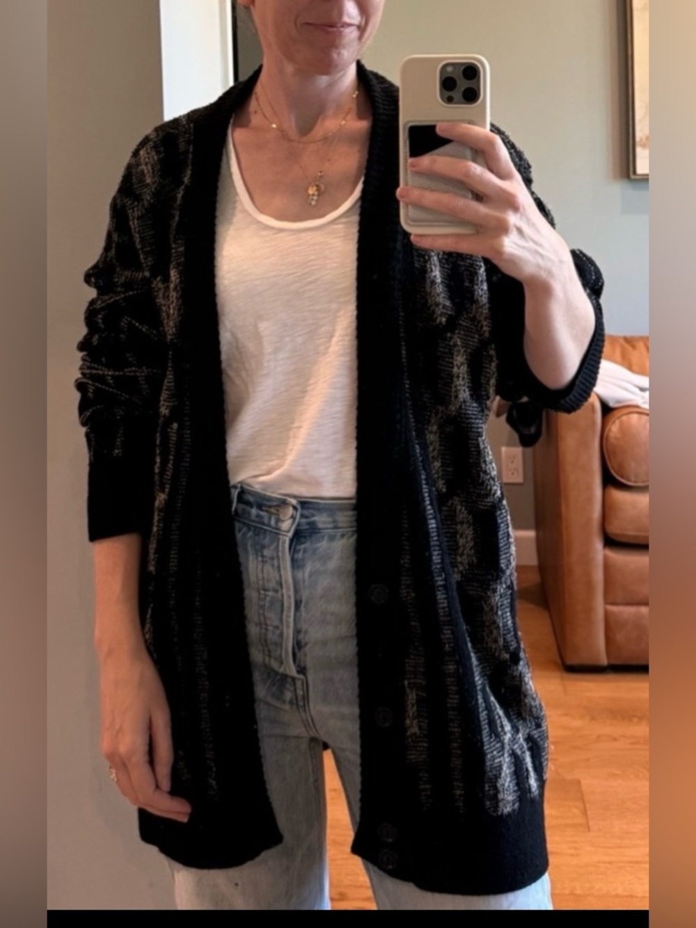 Le Tigre Vintage Geometric Knit Cardigan | XXL | Grandpa Cardigan | 90s